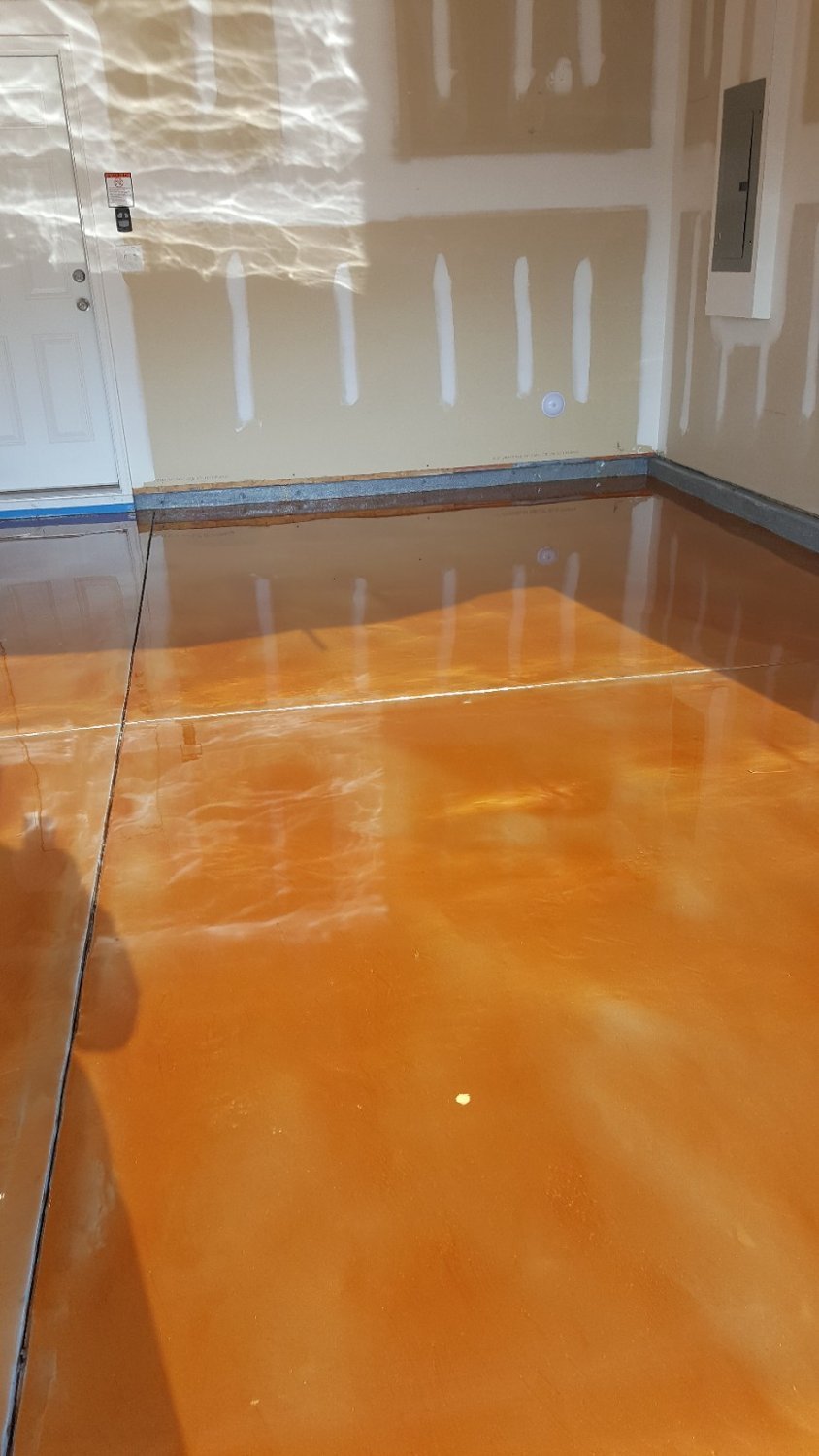 Orange & gold metallic epoxy — after